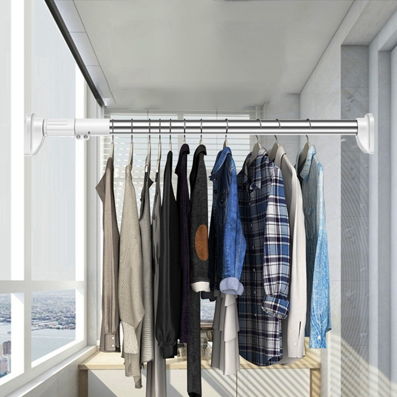 KARSTĀ IZPĀRDOŠANA 3X nerūsējošā tērauda teleskopiska regulējama stieņa drēbju žāvētājs nerūsējošā tērauda spriegošanas stieņa vannasistabas sliede