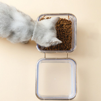 Γάτα διπλό μπολ Νέο με βάση στήριξης Pet Kitten Κουτάβι Διαφανές Τροφή Πιάτο Σίτισης Μεταλλικό ανυψωμένο νερό τροφοδοσίας για σκύλους προμήθειες