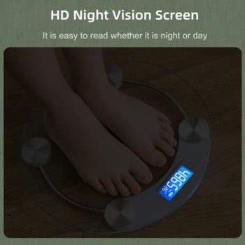 Везна за телесни мазнини LCD дисплей Нощно виждане Закалено стъкло Електронни цифрови телесни везни Интелигентни везни за баня Фитнес кантар