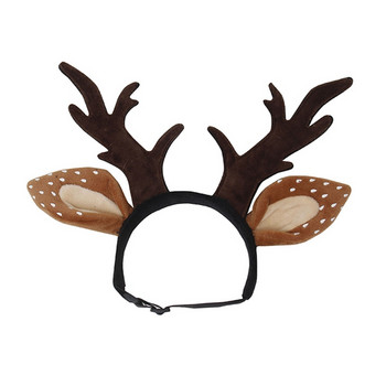 C9GA Ρυθμιζόμενα αξεσουάρ με καλύμματα κεφαλής για κατοικίδια για γάτα και κουτάβι μικρόσωμο σκυλάκι για φόρεμα πάρτι Elk Reindeer Antler Headband
