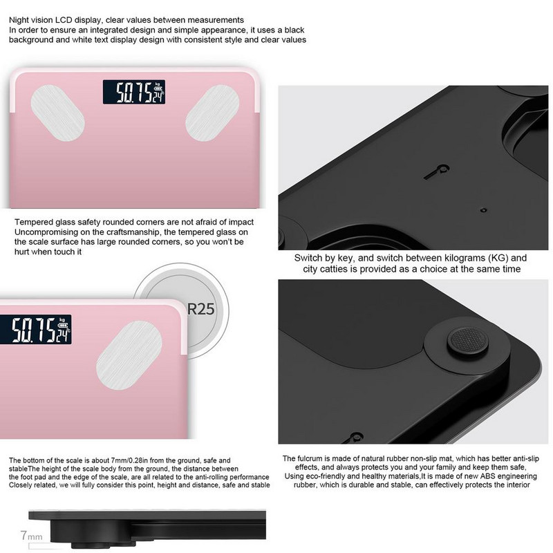 Intelligens testzsír mérleg súly mérleg egészségügyi elemző