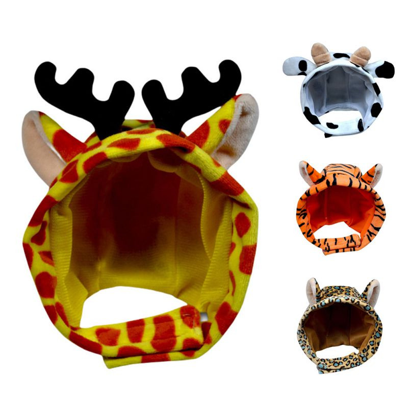 Smieklīga suņu kaķu cepure Mīksta mājdzīvnieku ballīte Ziemassvētku silta cepure Regulējama galvassega maziem un vidējiem suņu kaķiem Aksesuārs