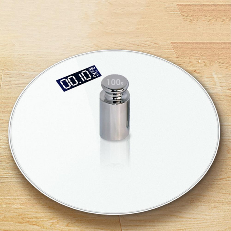 Tjelesna vaga, kućna, okrugla, punjiva baterija, elektronička tjelesna kupaonska vaga s LCD zaslonom