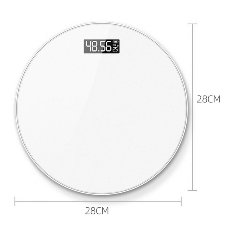 Tjelesna vaga, kućna, okrugla, punjiva baterija, elektronička tjelesna kupaonska vaga s LCD zaslonom