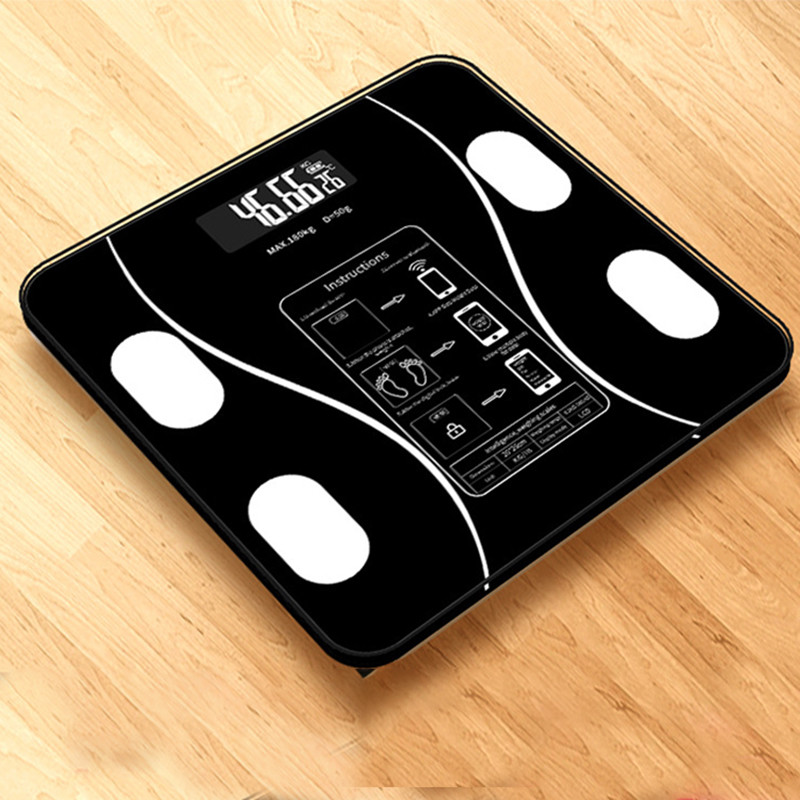 KithchBluetooth elektroniskie svari ķermeņa tauku svari svara svari ķermeņa svēršanai digitālie svari rūdīta stikla LCD displejs