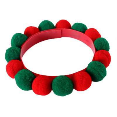 Mājdzīvnieku apkakles kaklarota Plīša bumbiņas Dekoratīvās stiprinājuma lentes Ziemassvētki Kaķi Suņi Pomponu kaklasiksnas dzimšanas dienai