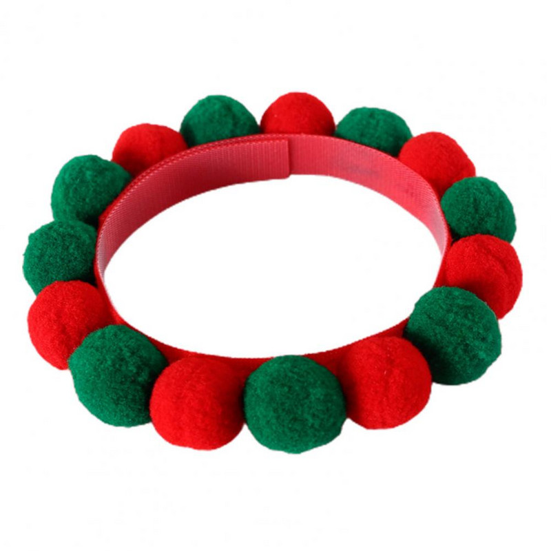 Mājdzīvnieku apkakles kaklarota Plīša bumbiņas Dekoratīvās stiprinājuma lentes Ziemassvētki Kaķi Suņi Pomponu kaklasiksnas dzimšanas dienai