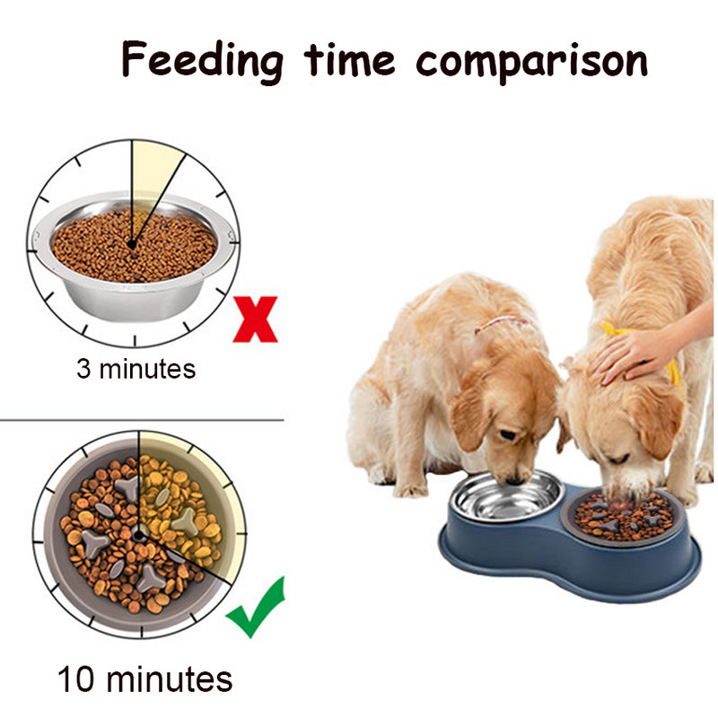 Dvostruka zdjela za pse Neklizajuća zdjela za hranu za izložbe kućnih ljubimaca Zdjela za hranu od nehrđajućeg čelika Hranilica za vodu za pse Hranjenje kućnih ljubimaca Zdjelice za piće Potrepštine za pse