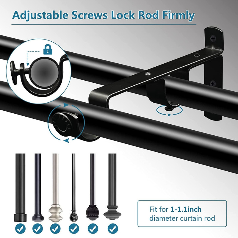 Nosač karniša, dvostruki držači karnišni, hardverski nosači karnišni, kuke za vješalice, 3 paketa