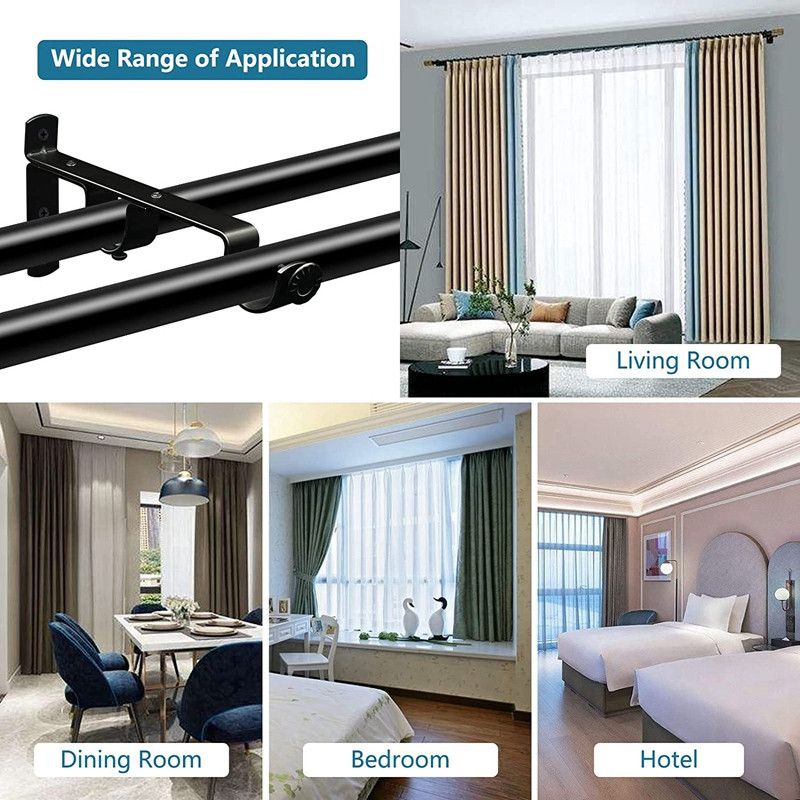 Nosač karniša, dvostruki držači karnišni, hardverski nosači karnišni, kuke za vješalice, 3 paketa