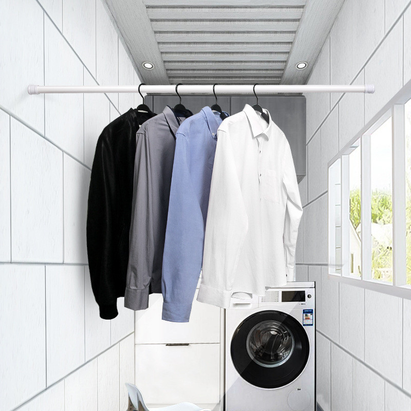 1 gab Teleskopisks vannas istabas dušas aizkaru stienis regulējams skapis balkons logs piekarināms drēbju stabs mājas piederumi