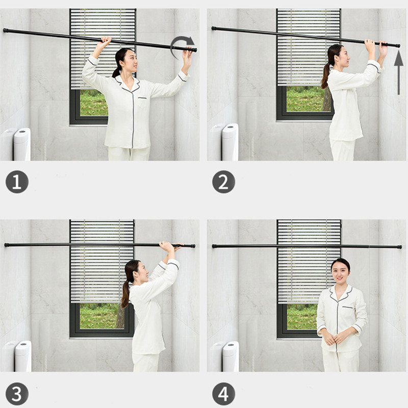 1 gab Teleskopisks vannas istabas dušas aizkaru stienis regulējams skapis balkons logs piekarināms drēbju stabs mājas piederumi