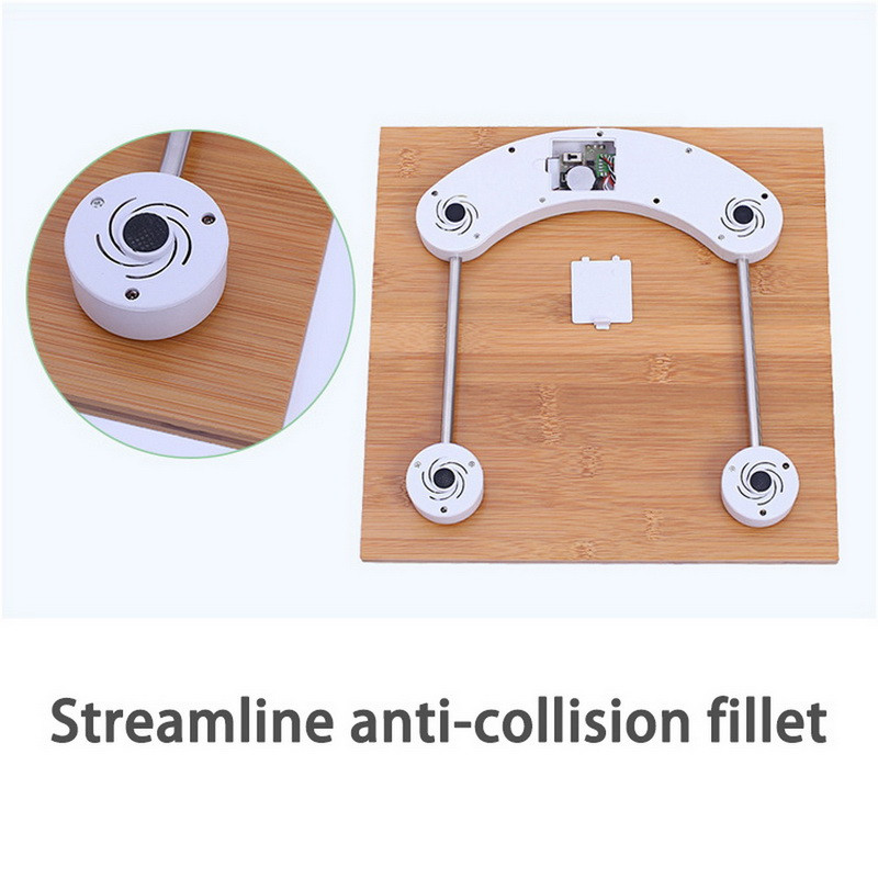 Kvadrātveida ķermeņa svari Koka neslīdoši vannas istabas svara svari LED displejs aizmugures apgaismojums mājsaimniecības veselība svara digitālie svari