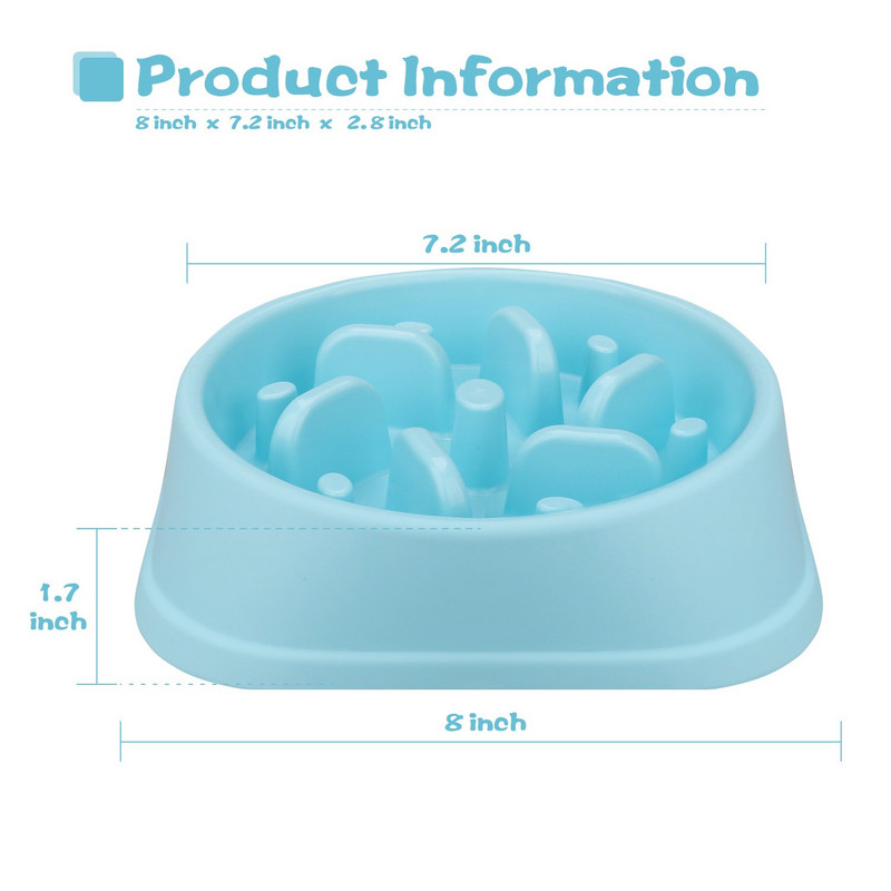 Mājdzīvnieku suņu bļoda lēnā padevēja pretasfiksijas lēnās barošanas bļoda kucēnam lielam suņa veselīgas suņu barības padeves tvertne ūdens bļodas