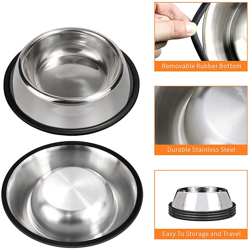 Posuda za kućne ljubimce od nehrđajućeg čelika s gumenom podlogom protiv klizanja Posuda za pse Posuda za pse Posuda za hranjenje štenaca i posuda za vodu za psa Kućni ljubimac Mačka Oprema za mačiće