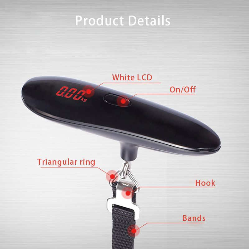 BECBI vaga za prtljagu 50KG Mini vaga za utege Balansa Precision Scal Digitalni viseći Steelyard Suitcase Putni alat