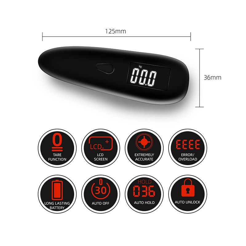 BECBI vaga za prtljagu 50KG Mini vaga za utege Balansa Precision Scal Digitalni viseći Steelyard Suitcase Putni alat