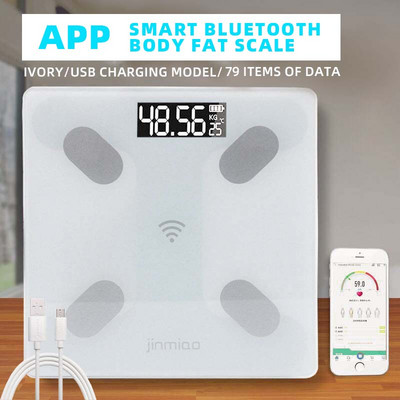 Ķermeņa tauku svari viedie bezvadu digitālie vannas istabas svari ķermeņa indikatora analizators ar Bluetooth saderīgu mobilo lietotni Power Solar Charging