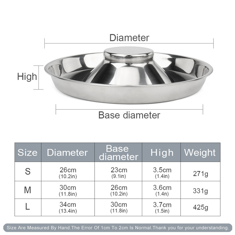 Slow Eat Posuda za pse od nehrđajućeg čelika Sigurno hranjenje štenaca Izdržljiva posuda za kućne ljubimce s hranom za vodu za male srednje velike pse
