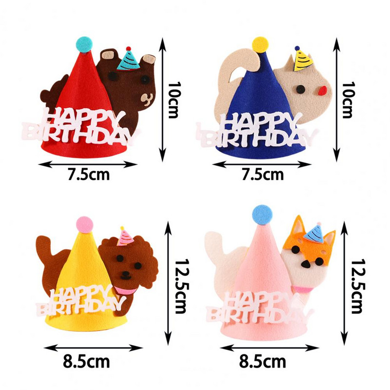 Kaķa cepure Kaķa dzimšanas dienas cepure Pievilcīga viegla mājdzīvnieku multfilma Filca trīsdimensiju dzimšanas dienas cepure ballītei