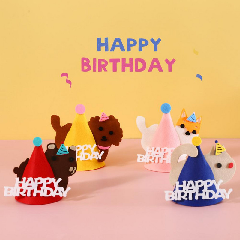 Kaķa cepure Kaķa dzimšanas dienas cepure Pievilcīga viegla mājdzīvnieku multfilma Filca trīsdimensiju dzimšanas dienas cepure ballītei