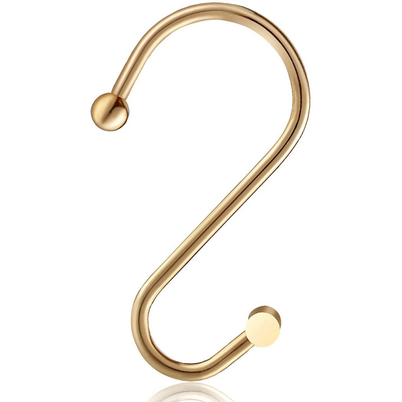 Praktiski dušas aizkaru āķu gredzeni, misiņa dekoratīvie dušas aizkaru gredzeni vannas istabas dušas stienim, dušas āķu pakaramie T formas