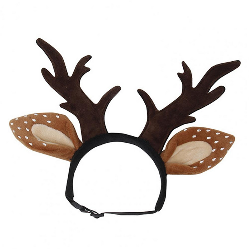 Božićni kostim s mačjom glavom Traka za kućnog ljubimca Preslatki ukrasni plišani pokrivač za glavu s velikim rogovima za mače za Cosplay Nova godina