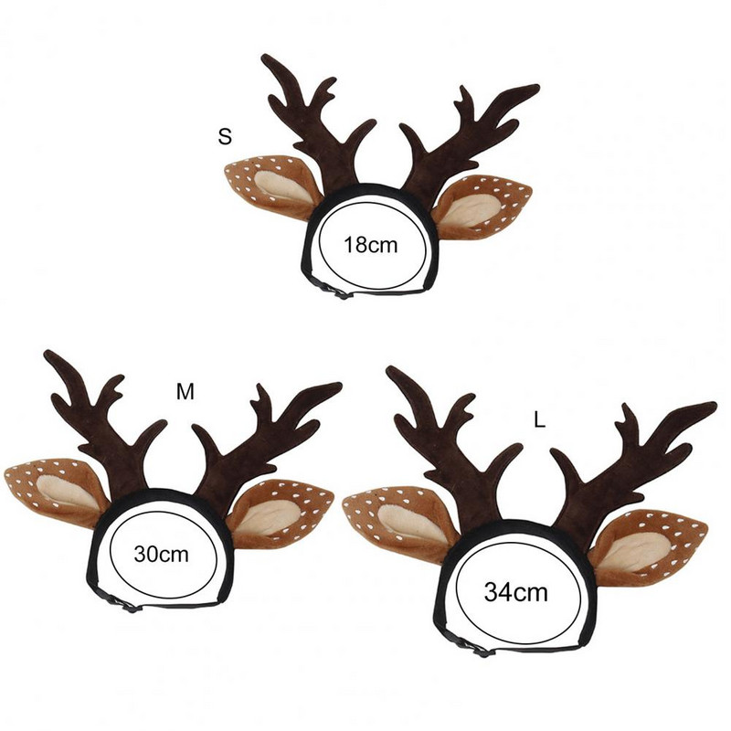 Božićni kostim s mačjom glavom Traka za kućnog ljubimca Preslatki ukrasni plišani pokrivač za glavu s velikim rogovima za mače za Cosplay Nova godina