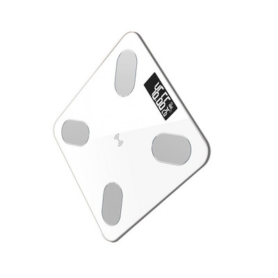 Svarstyklės saulės energija suderinama su Bluetooth 4 0 Kūno riebalų svarstyklės Elektroninės svarstyklės LCD ekranas Baltas