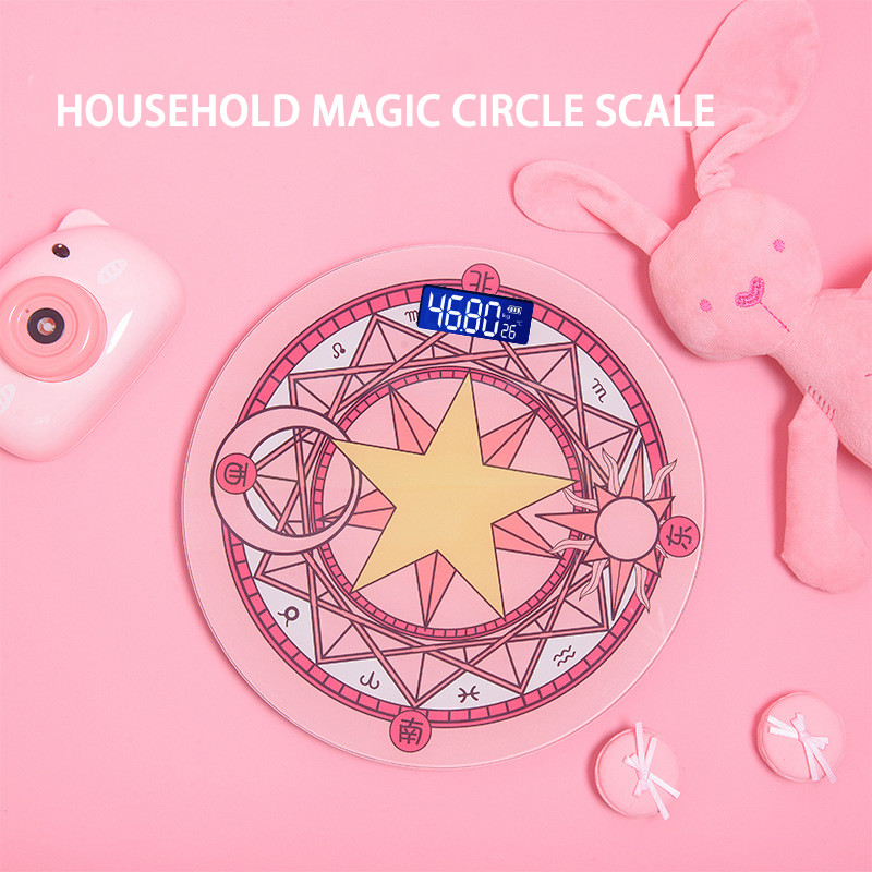 Kreativna ružičasta Kawaii elektronska vaga Kućna vaga Modna mala mini čarobna kružna vaga Kupaonski pribor Pink Girl Heart Vaga