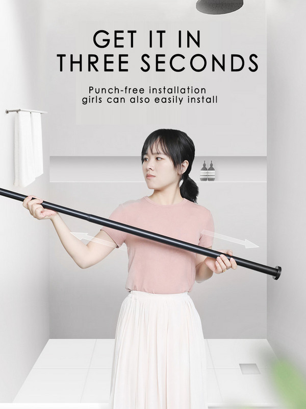 Kvalitetna aluminijska kupaonska šipka za zavjese za tuširanje od 50-75 cm bez bušenja Zavjese za odjeću Zavjese za ormar Rastezljiva šipka