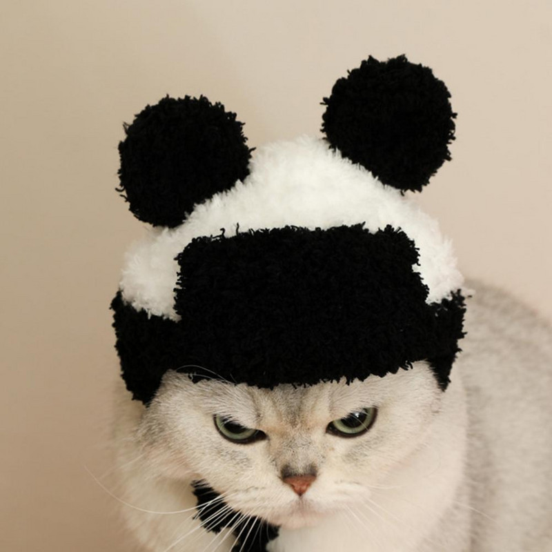 Ukrasna maska za glavu u obliku pande, fino prošivena plišana mačka za kućne ljubimce Cosplay kapa Pokrivalo za mače