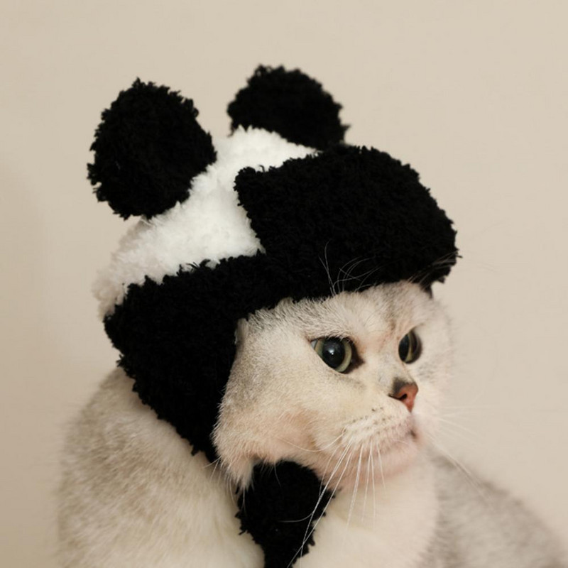 Ukrasna maska za glavu u obliku pande, fino prošivena plišana mačka za kućne ljubimce Cosplay kapa Pokrivalo za mače