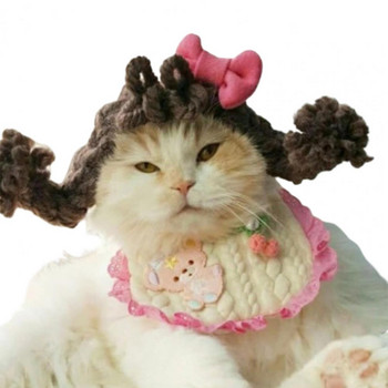 Κινεζική Πρωτοχρονιά Cosplay Soft Wear Καπέλο κεφαλής κατοικίδιων ζώων με αναπνεύσιμο νήμα στηρίγματα διάταξης διπλής περιστροφής πλεξούδες Καλύμματα κεφαλής κατοικίδιων ζώων για κουτάβια