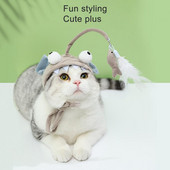 Kaķu ķircinātāja cepure Interaktīva stresa mazināšanas apmācība kaķu ķircinātāja plīša cepure ar spalvu kaķiem