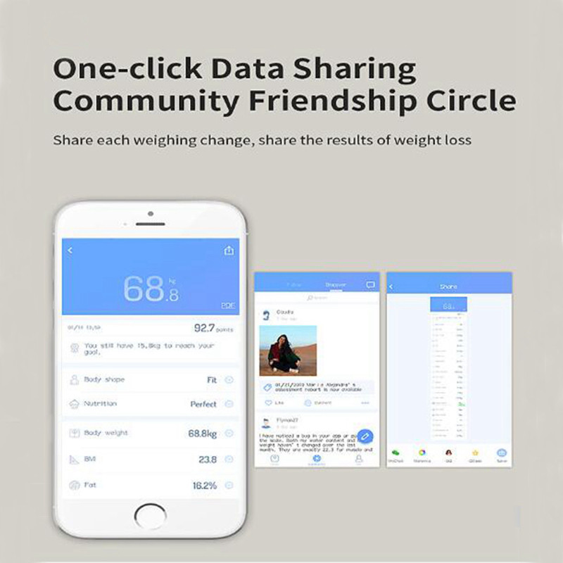 Išmaniosios Bluetooth Išmaniosios kūno riebalų svarstyklės Elektroninės svorio svarstyklės Kūno svarstyklės Kūno riebalų matavimo riebalų svarstyklės