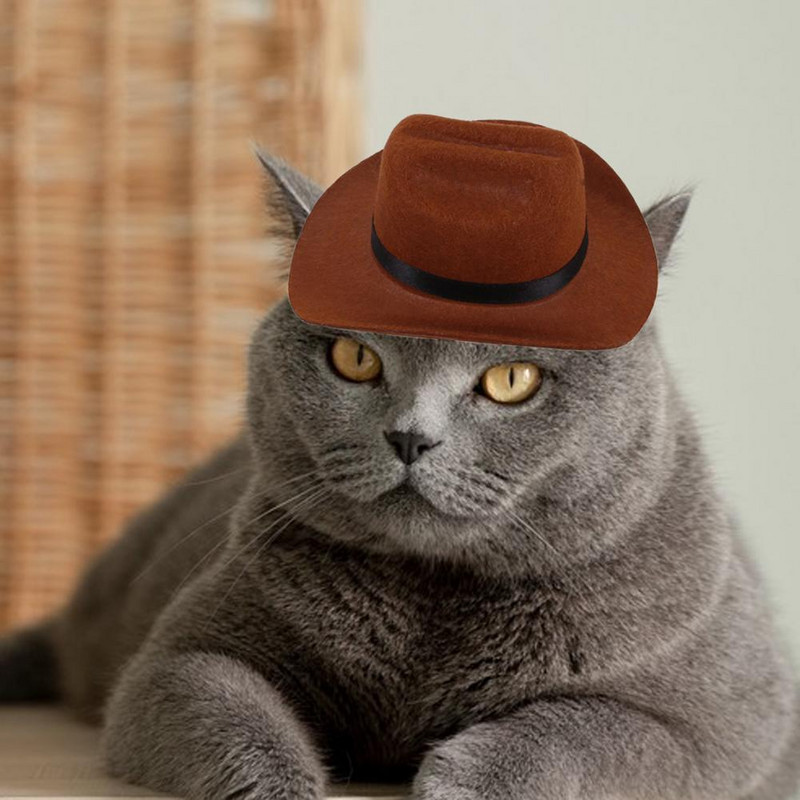 1 set šešira za kućne ljubimce Prekrasan retro šešir Šal Dodaci za kućne ljubimce Lagano štene Kaubojski šešir Cosplay šešir za kućne ljubimce Odijelo za svakodnevni život
