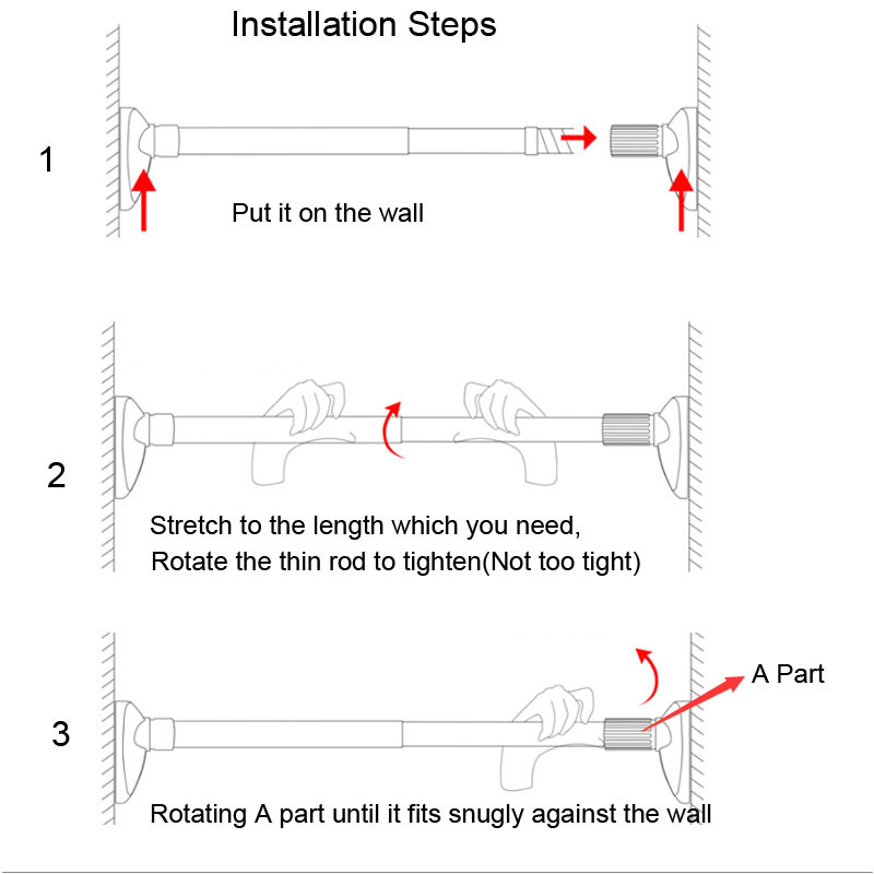 Neperforēta skapja sliede nerūsējošā tērauda skapis ērts pakaramo atbalsta stienis Pakaramā izplešanās stieņa atbalsta rāmis