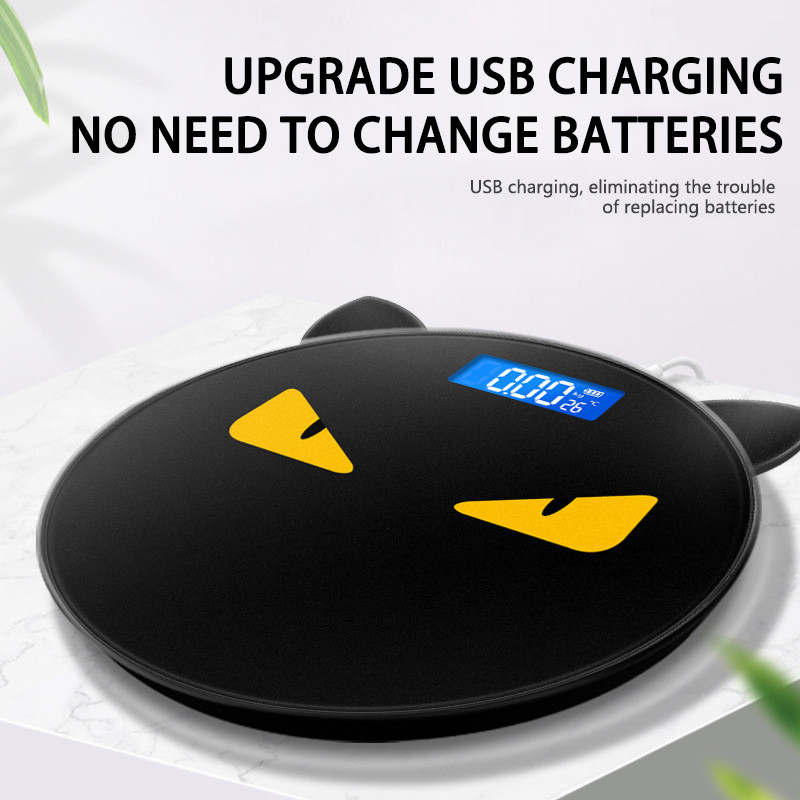 Armas kassi kõrvakaal Kaal Kodu Kõrge täpsusega elektrooniline kaal Isiksuse inimkeha ümmargune kaal Loomingulised mustad kaalud