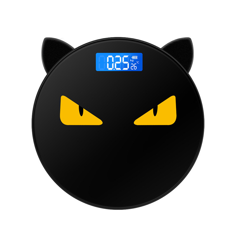 Armas kassi kõrvakaal Kaal Kodu Kõrge täpsusega elektrooniline kaal Isiksuse inimkeha ümmargune kaal Loomingulised mustad kaalud