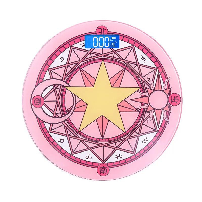 Slatki ružičasti magični niz Kupaonska vaga LCD zaslon Elektronička digitalna vaga Vaga za vaganje Pametna ravnoteža tjelesne masti Podna vaga