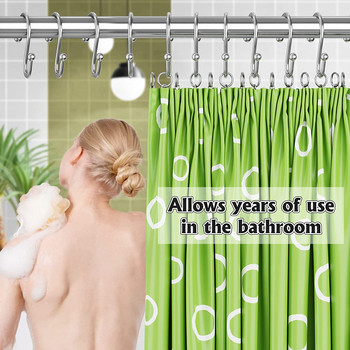15 PCS Сребърни куки за завеси за душ Метални пръстени за завеси за душ Куки за душ за завеса за душ Вътрешна душ кухня Баня SH