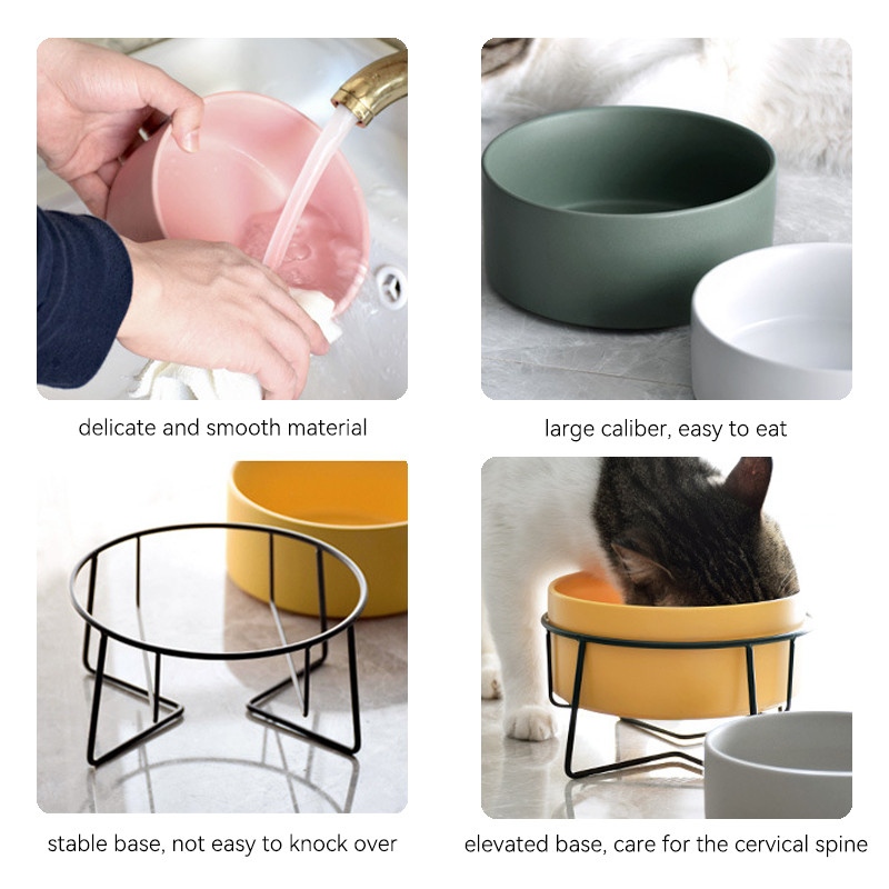 Dvostruke zdjele za vodu za mačju hranu sa stalkom Keramički dodaci za hranjenje kućnih ljubimaca Mačke Mali psi jedu i piju Posuda za štene