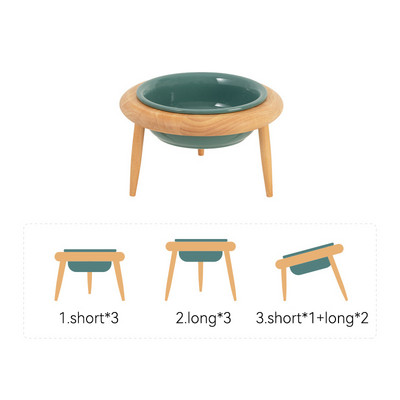 800 ml kaķu barības ūdens bļoda ar koka statīvu maziem vidējiem suņiem paaugstinātā dzeramā ēšanas barotava mājdzīvnieku keramikas barošanas piederumi