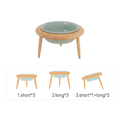 800 ml kaķu barības ūdens bļoda ar koka statīvu maziem vidējiem suņiem paaugstinātā dzeramā ēšanas barotava mājdzīvnieku keramikas barošanas piederumi