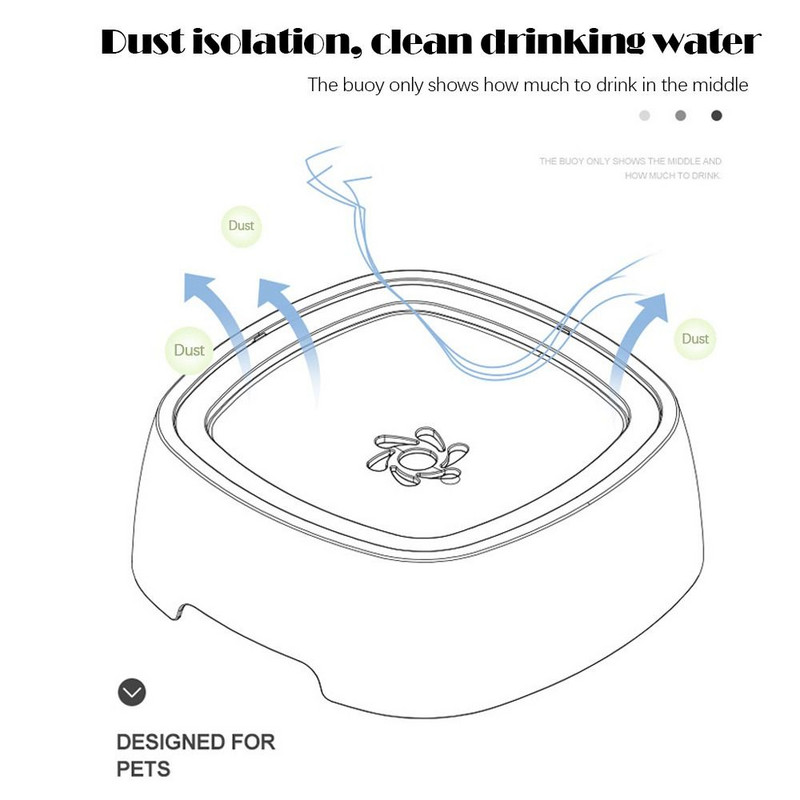 Suņu ūdens bļoda, lielas ietilpības izšļakstīšanās droša suņu bļoda, pretaizrīšanās ūdens bļoda bez izšļakstīšanās ar lēna ūdens padevēju