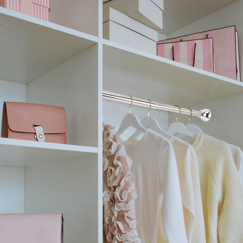 Stieņu aizkaru dušas stabs Spriegošanas stieņi Skapis Atsperes Skrūve Pagarināt Durvju Aile Žāvēšana Regulējams Drēbju skapis Teleskopiski Apģērbi Bez