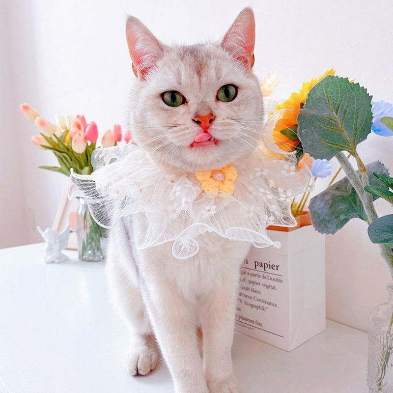 Ogrlica za kućne ljubimce Čipkasti rubovi Prozračni modni modni rubci za kućne ljubimce Šal Ručno izrađeni vijenac Dodaci za van