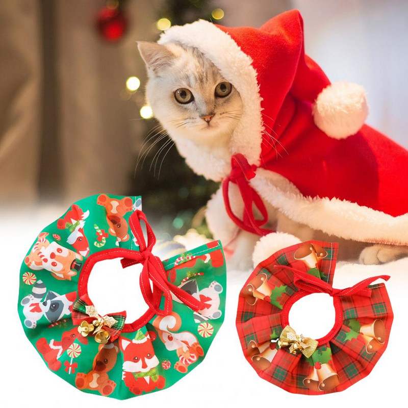 Jõulud lemmikloomade sall Atraktiivne kerge jõululooma kaelarihm, uusaasta jõulude printimine koera kassi kaelarihm Lemmikloomatarvikud