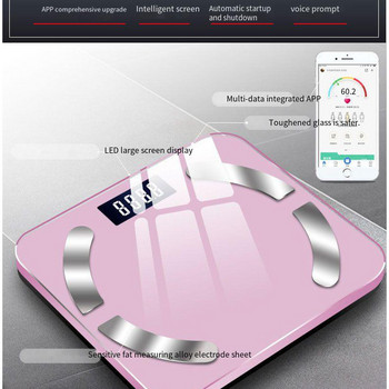 Ζυγαριά φόρτισης USB Έξυπνος δείκτης βάρους σώματος Ηλεκτρονική έξυπνη ζυγαριά ζύγισης Εφαρμογή Smartphone Ζυγαριά λίπους συμβατή με Bluetooth